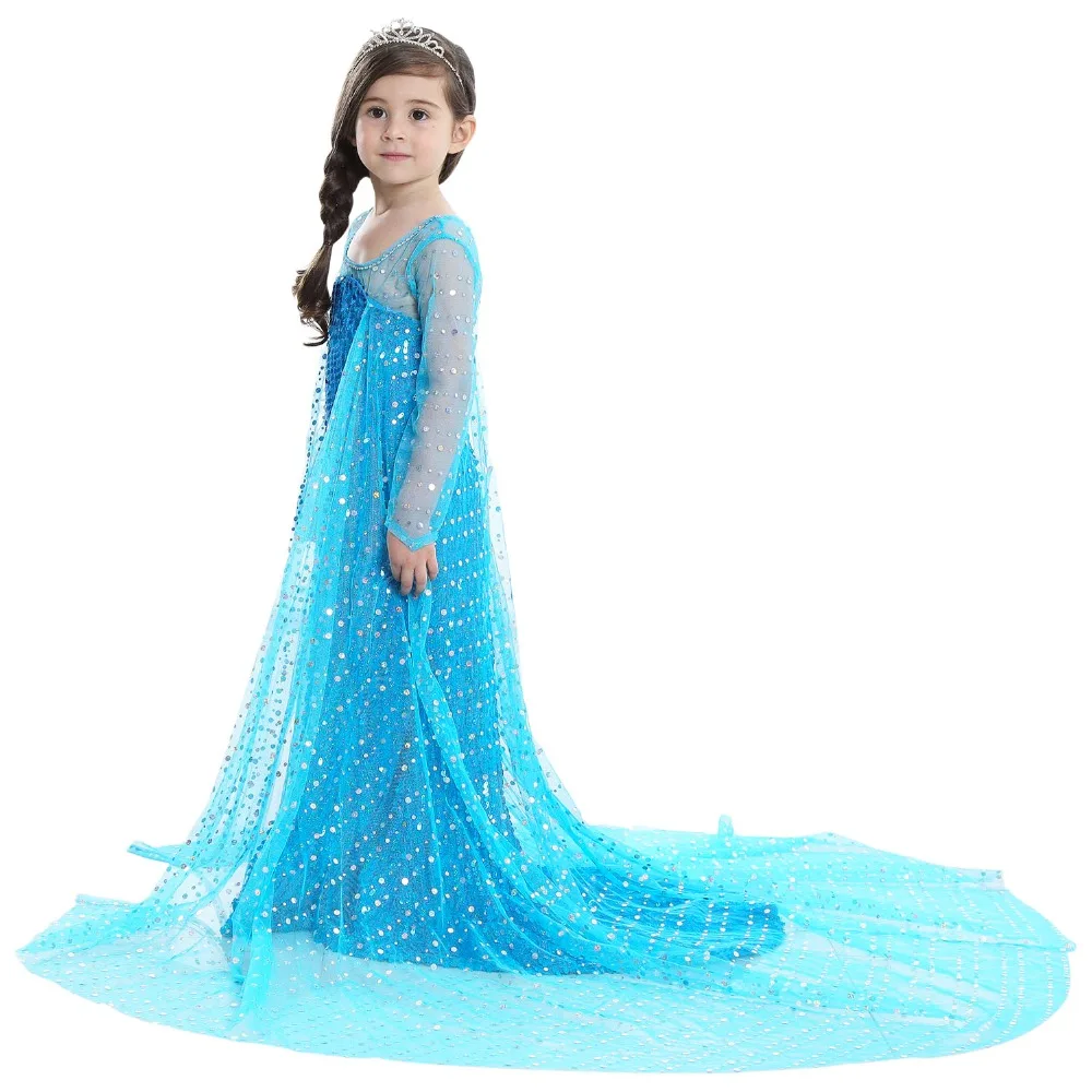 

Halloween costume princess dress anna elsa dress girls princess gauze sequinned skirt high quality cotton lining
