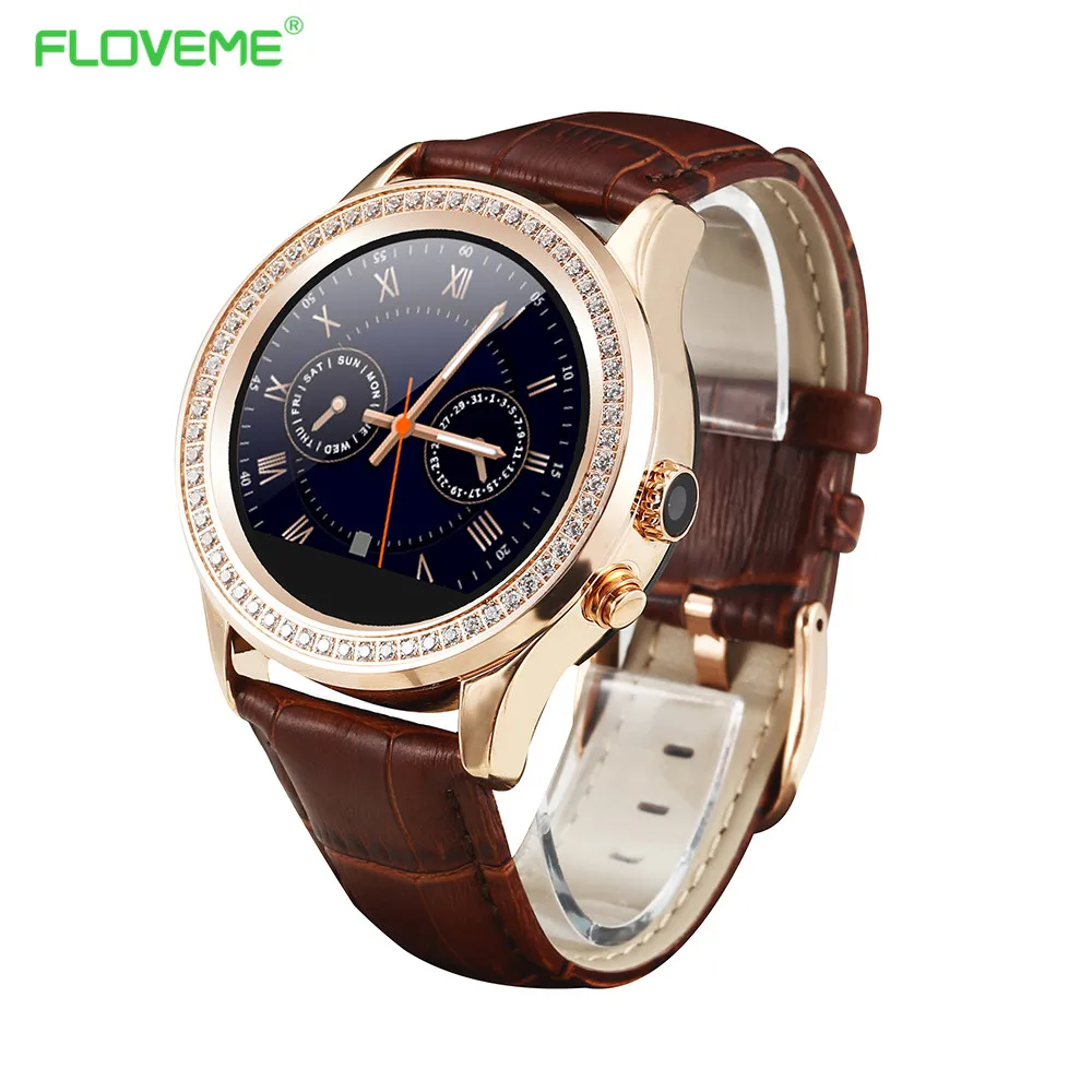 Мода Smartwatch Floveme W8 Алмазная Кожа Смарт-Часы Сердечного ритма Шагомер Sleep Monitor Для iPhone Samsung Bluetooth Watch