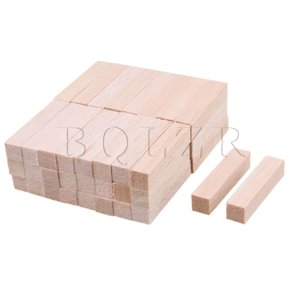 BQLZR 50pcs 10x10x50mm Lightweight Wood Square Unfinished Wood Pieces
