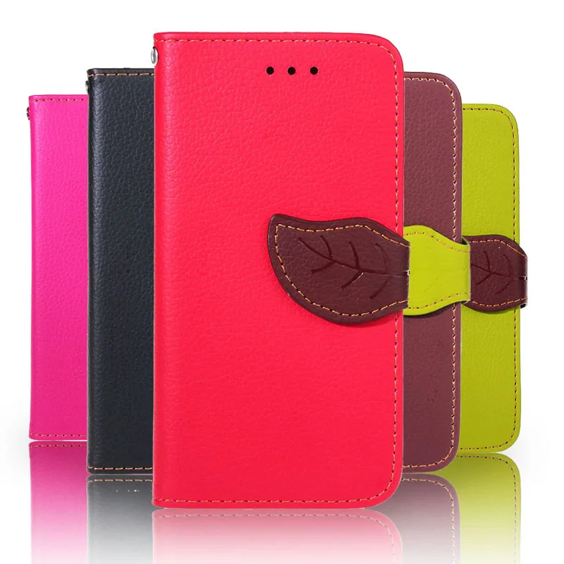 

Luxury Leaf Style PU Leather Case for LG K4 Lte K120e K130e 4.5" K 4 Cover With Stand Wallet Flip Holster Phone Case +Lanyard