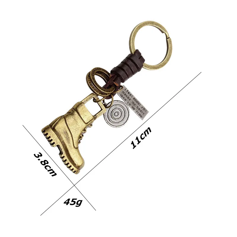 Атмосферный Ретро креативный брелок для автомобиля сплав бронза кожаные сапоги в стиле милитари кроссовки форма мульти-элемент кожаный брелок