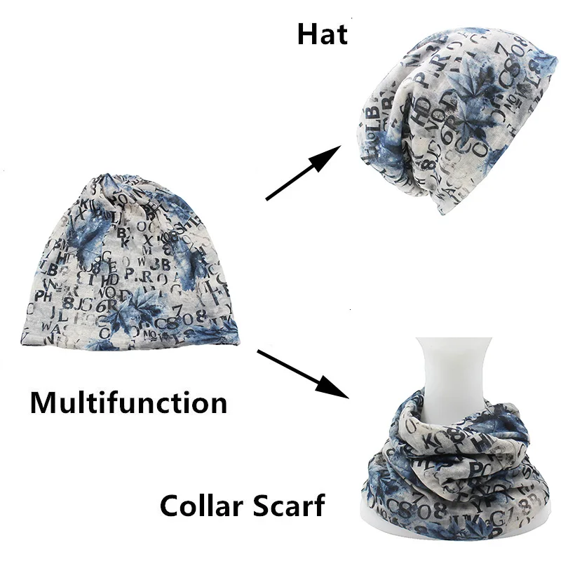 LOVINGSHA Brand Autumn And Winter Dual-use Hats For Ladies thin Letter Design Skullies And Beanies Women Scarf Face Mask HT008
