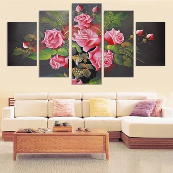 

Hot Selling Flowers Canvas Painting Unframed A4 Art Print and Poster on The Wall Home Decoration Modular for Room Wall 5pcs