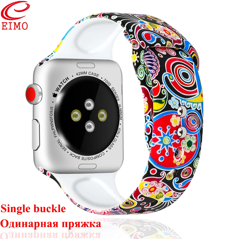 

EIMO Sport band for pulseira apple watch 4 3 38mm iwatch band 42mm 44mm 40mm Watch strap silicone Printing bracelet Accessories