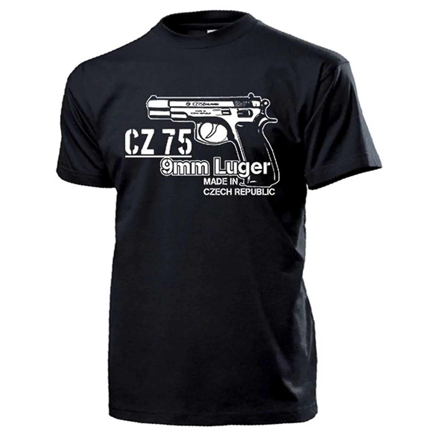  2019 Hot sale Fashion CZ 75 9mm Luger pistol weapon Sniper Czech handgun automatic Military Gun Tee