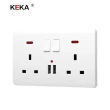 Всем советую стенная розетка Великобритании Стандартный Мощность выход двойной в британском стиле 146 вытяжная настольная розетка зарядное устройство для автомобиля с двумя портами USB Индукционная зарядка Порты и разъёмы для мобильных устройств 5V 2.1A