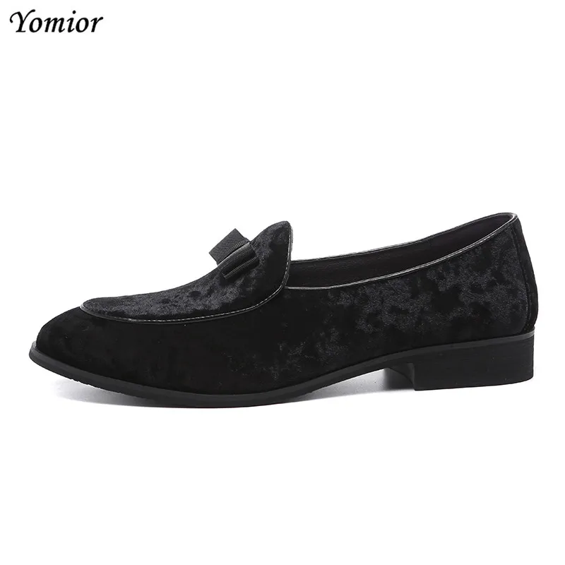 Yomior Flock Pointed Toe Men Leather Shoes New Dress Shoes Handmade Loafers Formal Shoes Business Suit Wedding Shoes Big Size