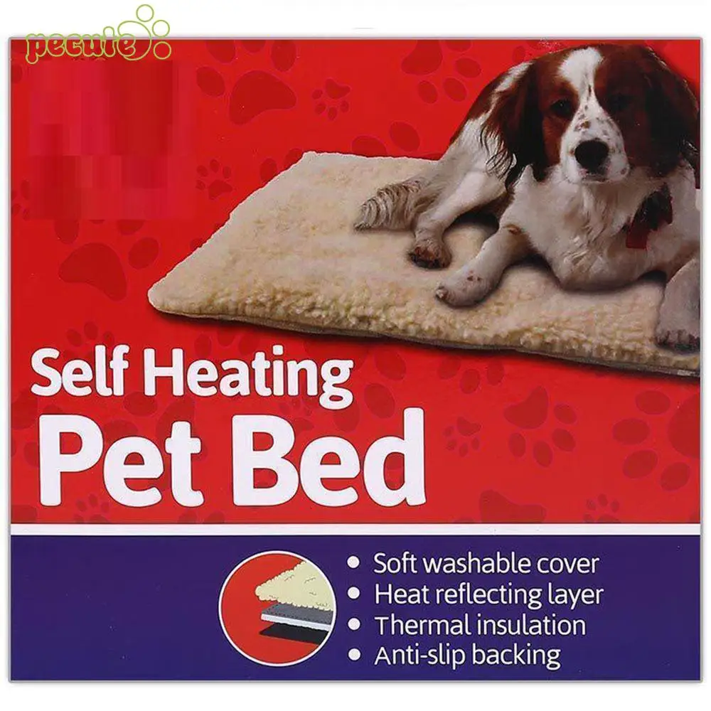Soft Self Heated Carpet Pet Bed Mat Dog Blanket Durable White 60*45cm