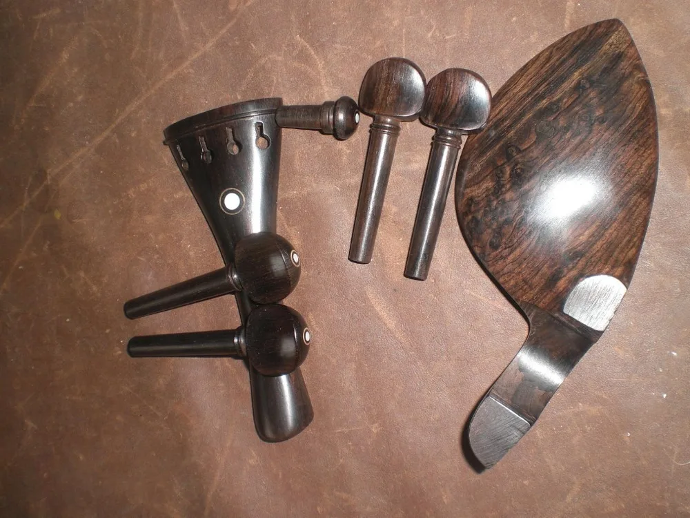 

5 Set Ebony Violin fitting Original Color with tail piece, chin rest & pegs 4/4