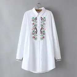 Повседневные блузки размера плюс, осень 2019, женские модные свободные белые рубашки с длинным рукавом, S78-6065