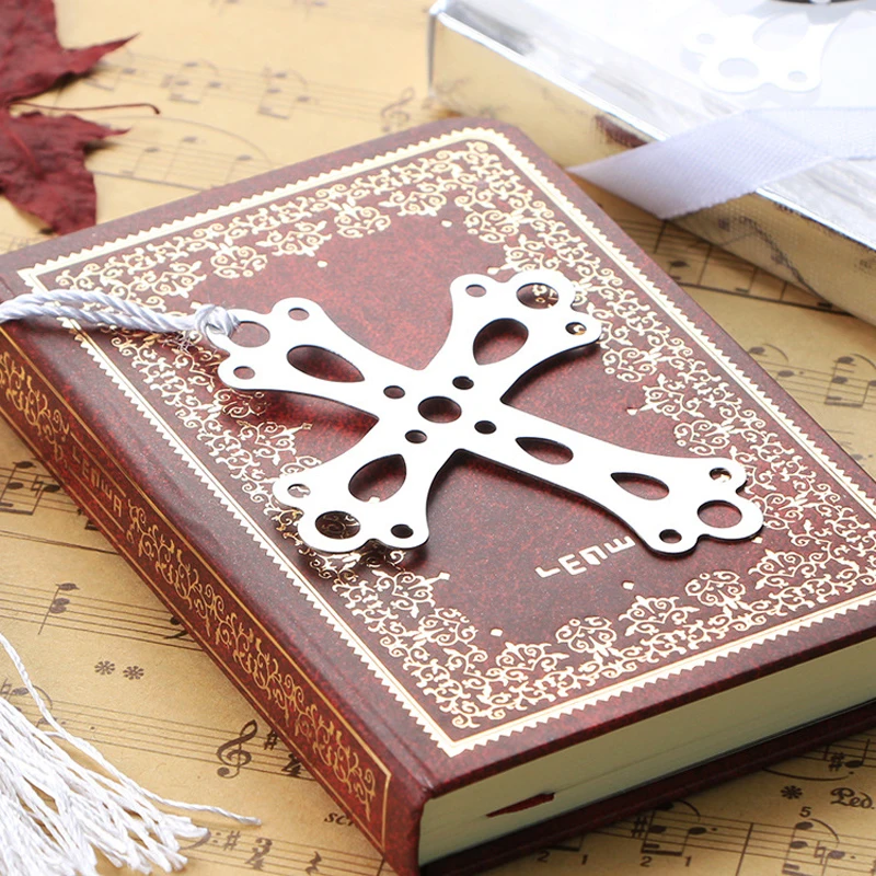 

(10 pieces/lot) Thank You Gifts For Party Stainless Steel Hollow Out Cross Bookmark Wedding Christening Baptism Souvenirs BK006