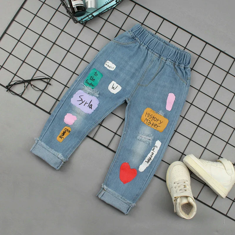 IENENS Spring Fashion Light Color Cowboy Trousers Child Boys Jeans Long Pants Kids Baby Girl Denim 