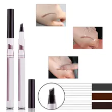Макияж микроволокна вилка удлиненный кончик карандаш для бровей ручка для татуажа бровей тонкий эскиз Макияж для бровей инструмент