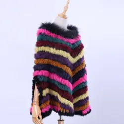 2018 Новый Для женщин Роскошные пуловер вязаный из натурального кроличьего меха енота пончо вязаный шарф палантины шали Треугольники