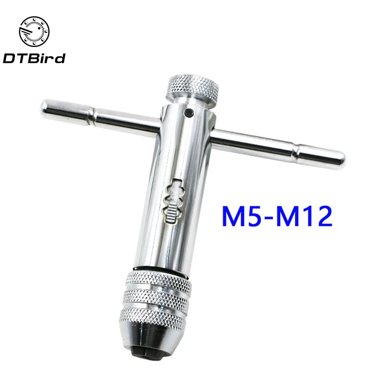 

Adjustable 3-8mm T-Handle Ratchet Tap Wrench M3-M8 M5-M12 Machine Screw Thread Metric Plug Tap Machinist Tool For Tap & Die Set