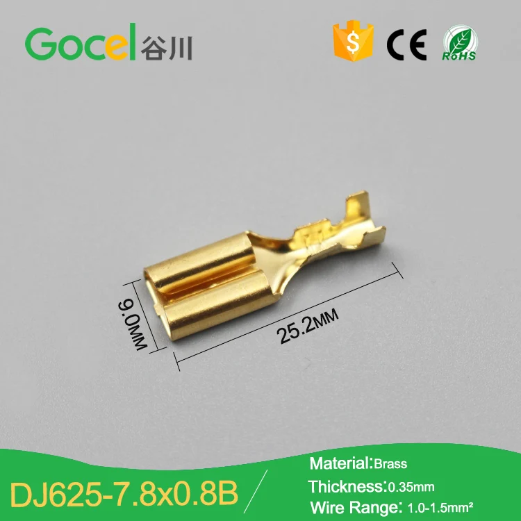 7.8mm brass crimp terminal,electrical connectors for cars,DJ625 7.8*0