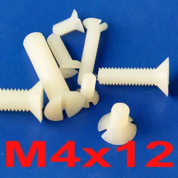 

( 100 pcs/lot ) Metric M4 x 12mm Nylon Slotted Flat Head Countersunk CSK Screw.