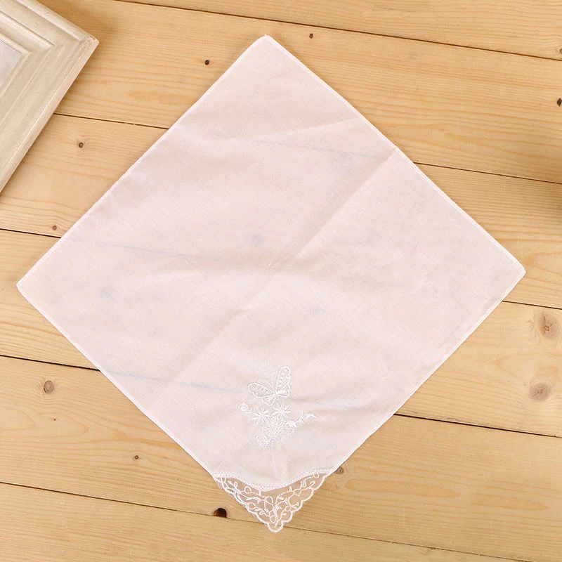 Women handkerchief cotton /embroidered 28cm/Many Uses