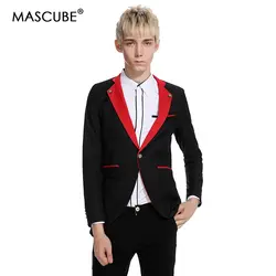 MASCUBE Мода 2019 г. для мужчин Блейзер повседневное Slim Fit пиджак ночной клуб стиль Homme досуг мужской смокинги для женихов