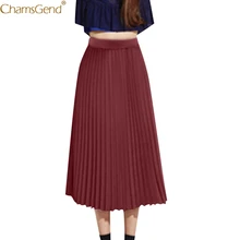 Элегантная длинная юбка летние юбки женские длинные юбки женские макси юбка миди эластичный пояс Макси Твердые плиссированные юбки Mar11