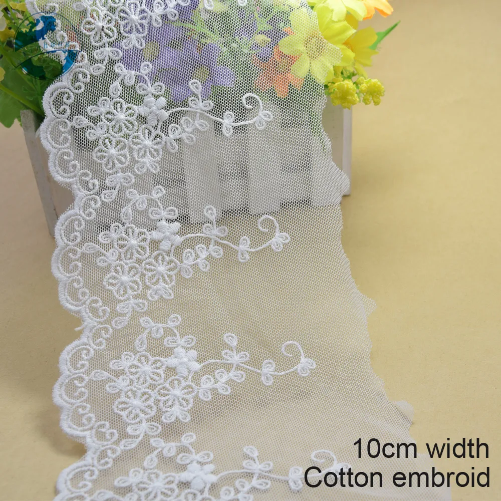 

3yards 10cm white embroid sewing ribbon guipure lace trim or fabric warp knitting DIY Garment Accessories free shipping #1794