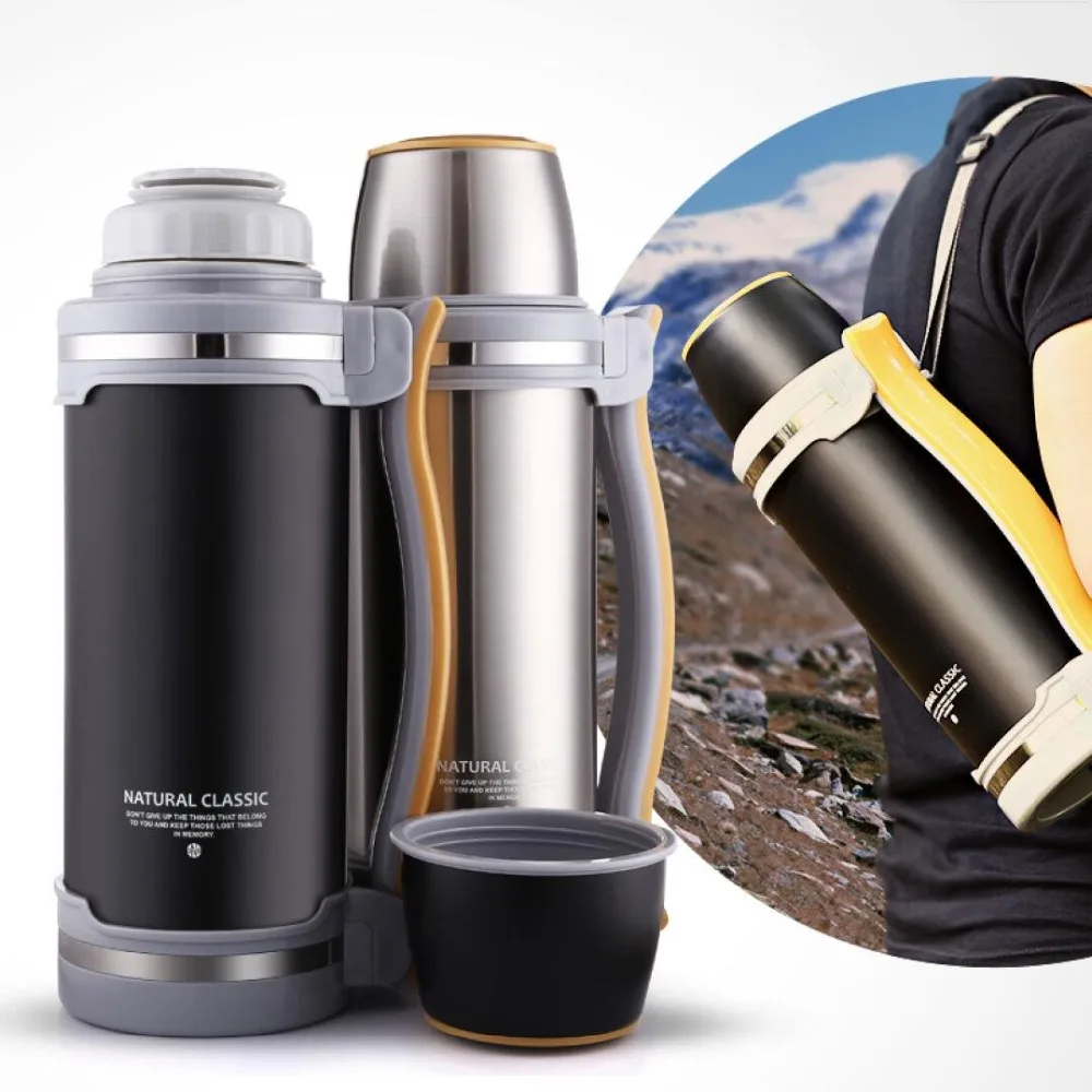 2L stainless steel thermos bottle large capacity pot kettle coffee pot outdoor travel kettlein