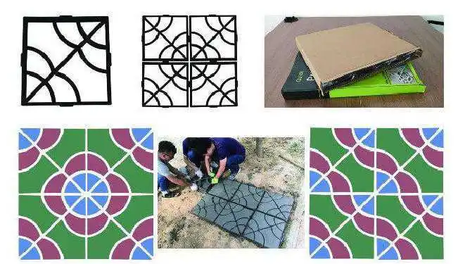 Plastic Path Maker Mold Manually Paving Cement Brick Stone Road DIY Concrete Molds Tool for Garden, 40*40