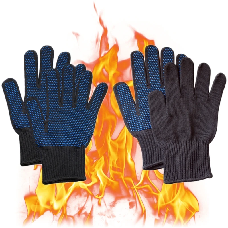 

FZ 24BC Heat Resistant Silicone Safety Gloves Kitchen Barbecue Oven Cooking BBQ Baking Safety Gloves Anti-slip Gloves