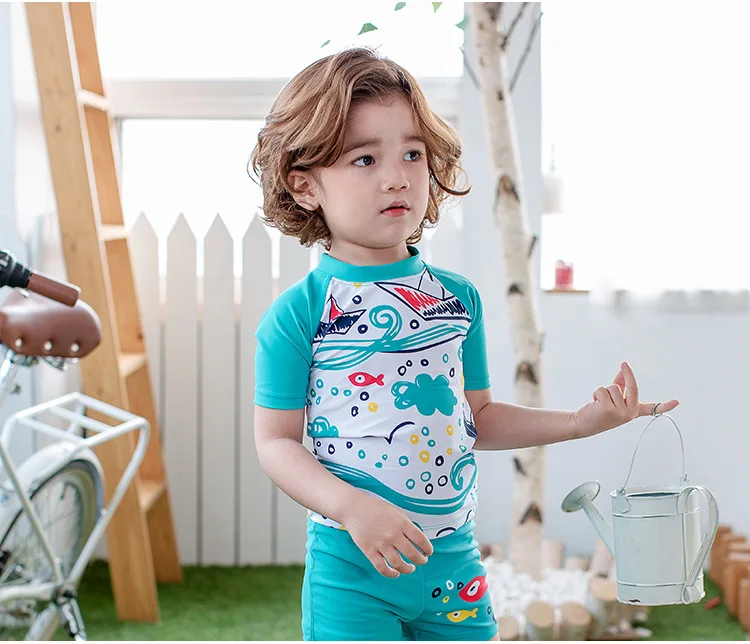 Roupa de Banho dos Miúdos Meninos Maiô Duas Peças Rash Guards Natação Troncos Nadar Conjunto Proteção Solar uv Crianças Maiôs 32 Mamãe e Bebê