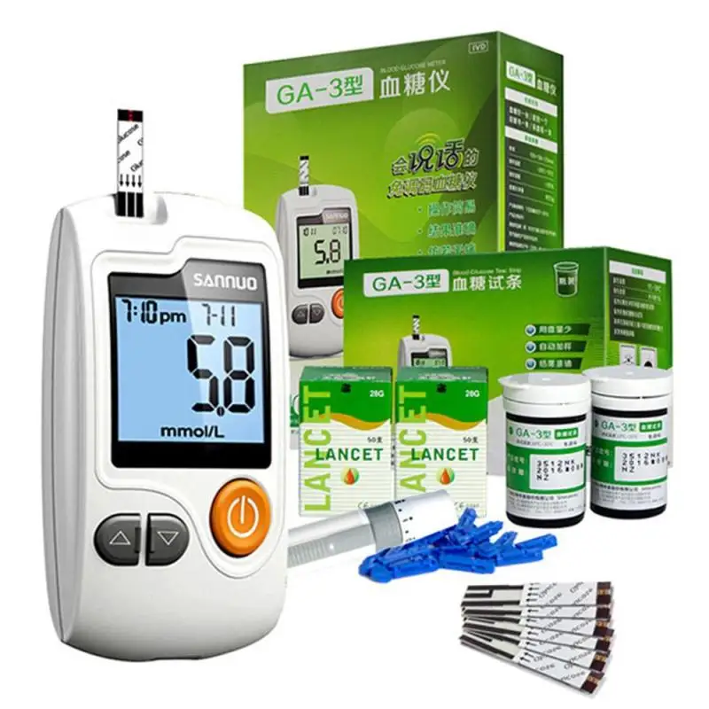 

Voice Glucose Meter Intelligent 50pcs Test Strips +50pcs Lancets Needles Sugar Monitor Glucometer Diabetes Tester L4