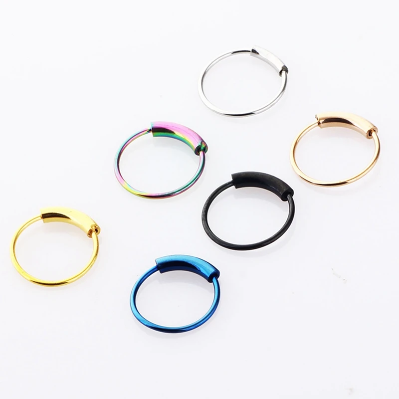 

1Pc Seamless Perforated Nose Ring Hoop Plated Fake Nose Rings Nose Stud Rings Body Piercing Jewelry For Women Gift