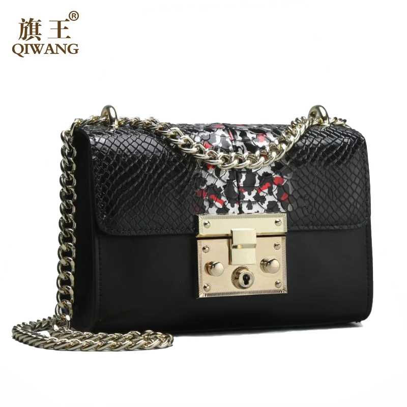 

Qiwang 2019 Brand Small Chain Bag Women Leather Shoulder Handbag High Quality Lock Shoulder Bags Cross Body Chain Bag Purse