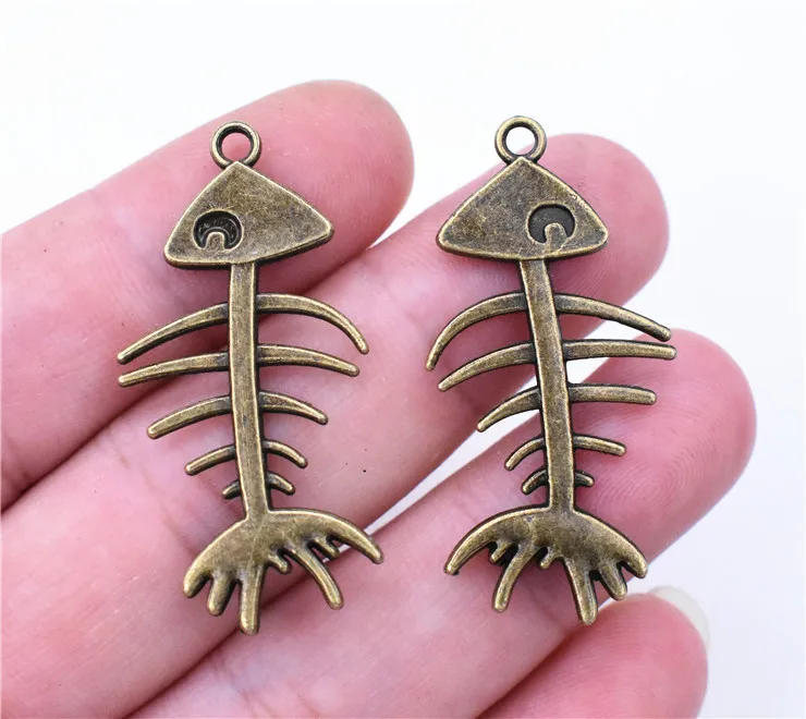

6pcs 43x22mm Antique Bronze Plated Fish Bone Charms Pendant DIY Handmade Jewelry Accessories-D1-12