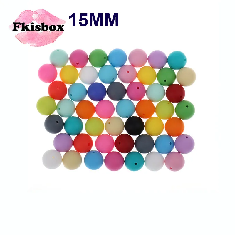 

Fkisbox 100pcs 15mm Silicone Round Baby Teether Beads Chewing Bpa Free Infant Teething Jewelry Accessories Baby Pacifier Chain