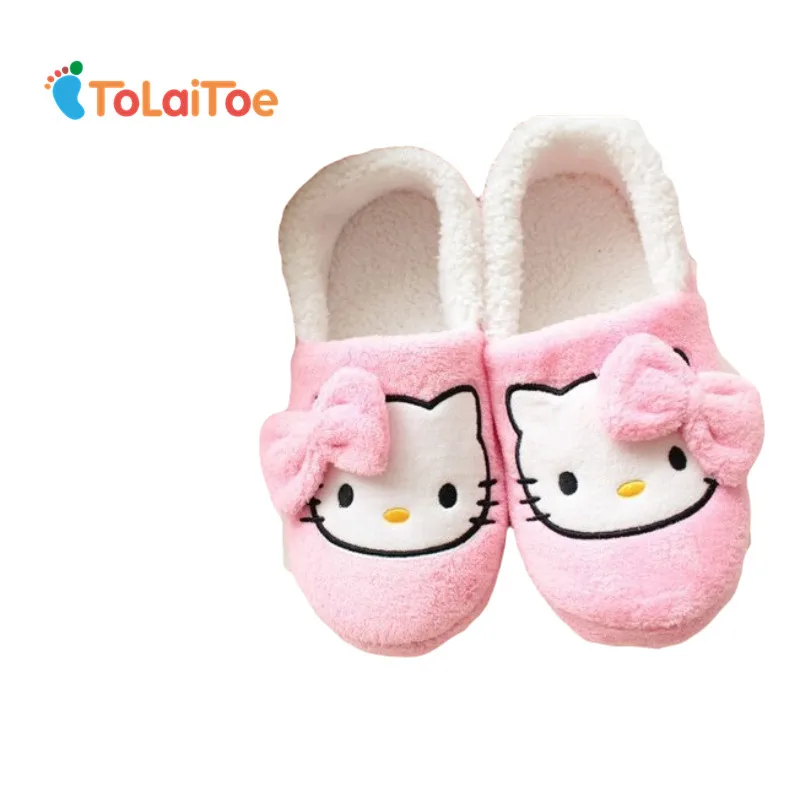 ToLaiToe/милые домашние тапочки с принтом hello kitty для девочек милые бантиком из