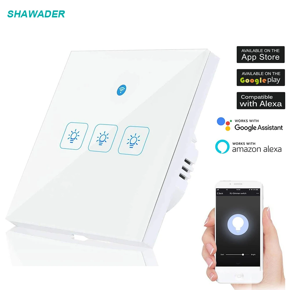 

WiFi Light Switch Smart Wall Remote Control Timer Function Overload Protection Works with Amazon Alexa Google Home IFTTT 3 Way