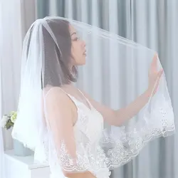 ISHSY два слоя белый слоновая кость тюль свадебные свадебное для невесты покрывал Veil с расческой элегантный вуали Mariage свадебная фата 2019