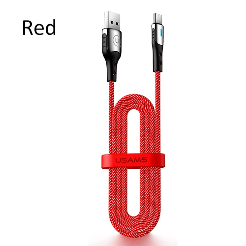 USAMS Быстрая зарядка USB C кабель 5A Быстрая зарядка Type C кабель для Huawei P10 P20 P30 Mate 9 10 20 умный зарядный шнур Type-C кабель - Цвет: Red