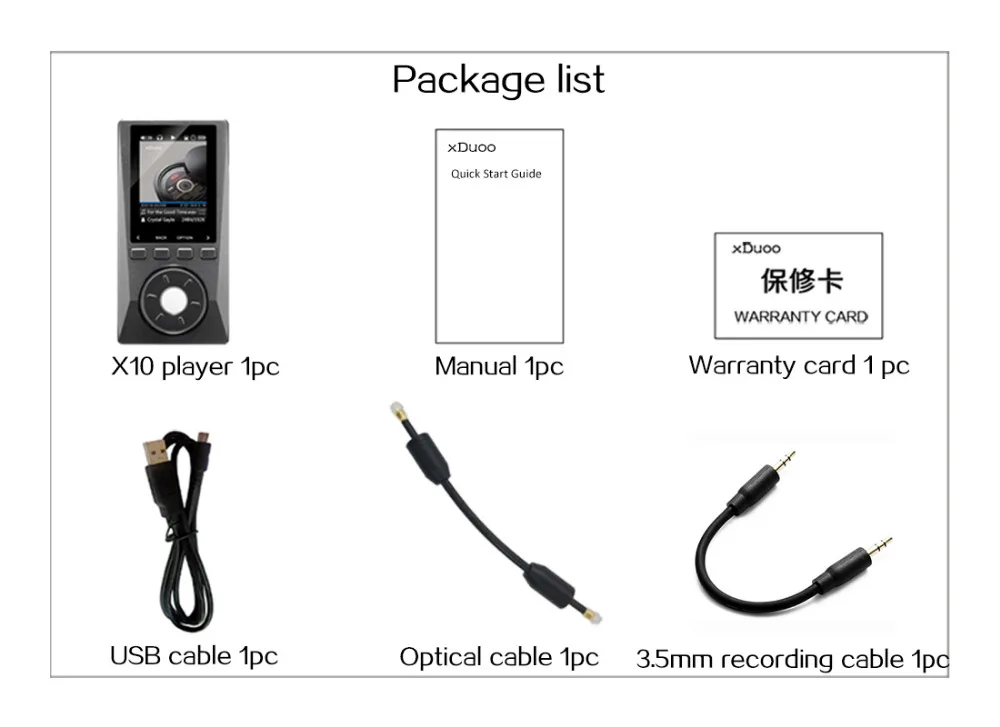 XDUOO X10 HIFI Портативный Hi-Res без потерь DSD музыкальный плеер поддержка оптического выхода 24 бит/192 кГц OPA1612 pk X3