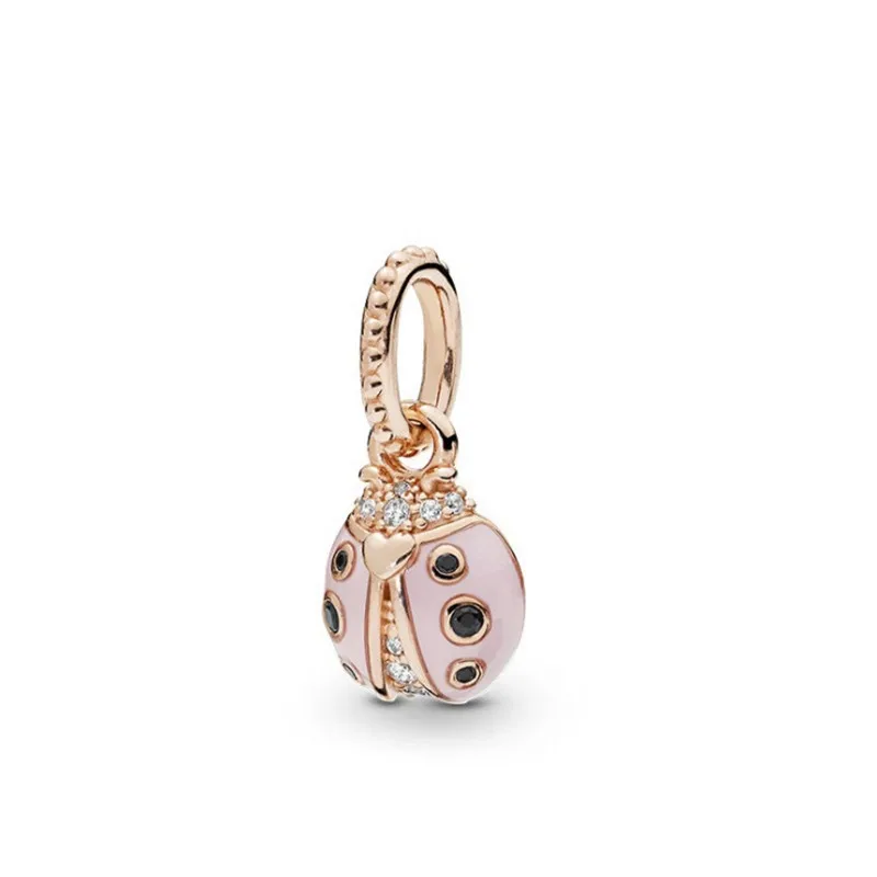 

Rose Gold Pink Ladybug Pendant DIY Nice Jewelry Charms Beads Fit Pandoraa Bracelet & Necklaces Beads Jewelry Making Women Gifts