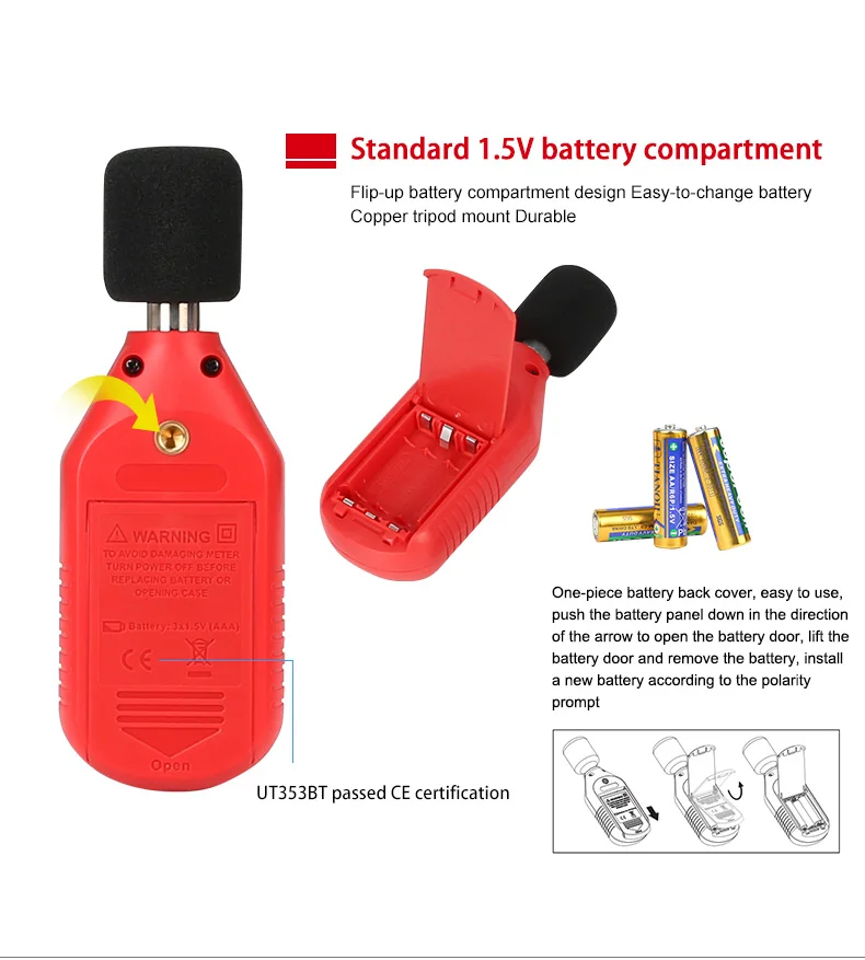 UNI-T UT353BT цифровой измеритель уровня звука Bluetooth измеритель шума 30-130dB децибельный монитор