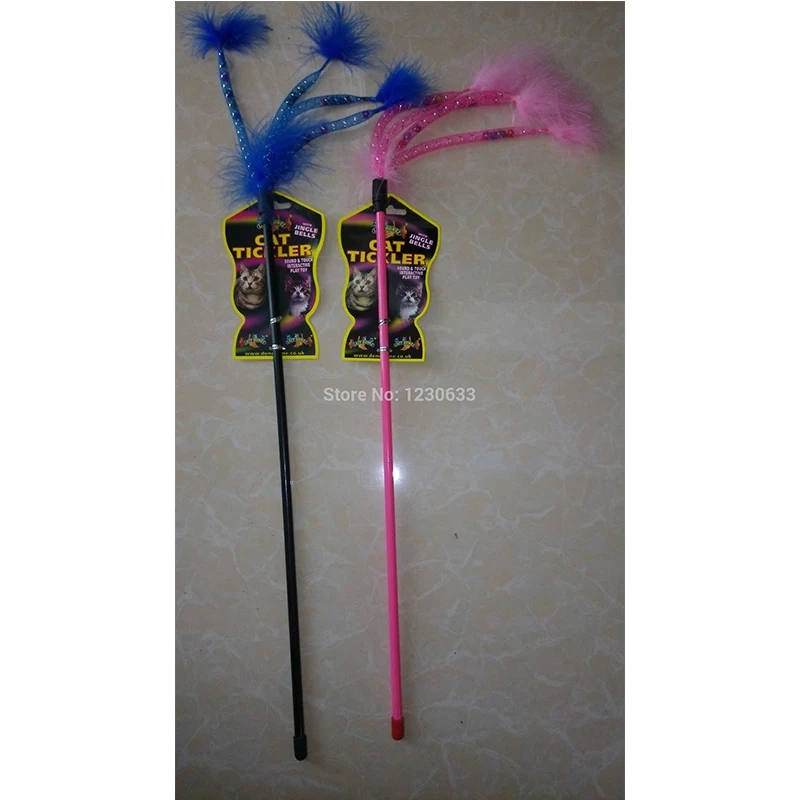 New Plastic Rod And Feather Wand Cat Funny Cat Playing With A Favorite Toy Overflow