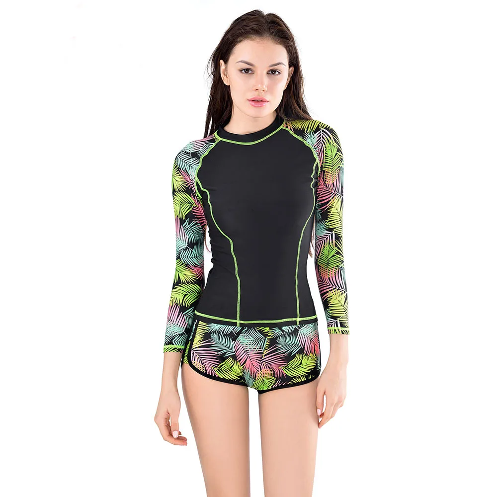 TCBSG Long Sleeve Sports Swimsuit Women Swimwear Print Swim Trunks