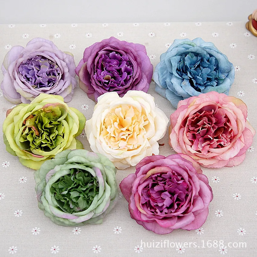 

10pcs 10cm high quality Artificial peony flower Christmas home decoration accessories wedding silk diy slippers Hat fake flowers