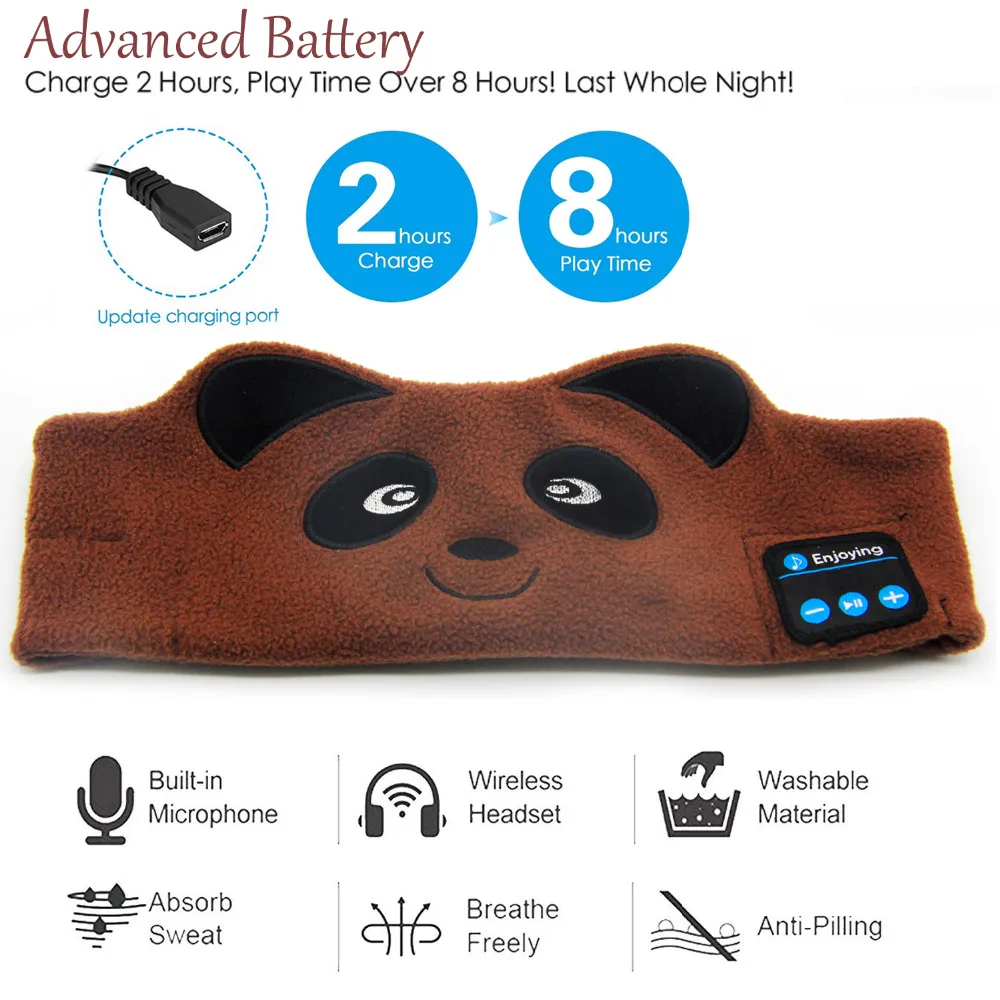 JINSERTA Kids Headphone Wireless Bluetoot Sleeping Mask Phone Headband Sleep Soft Headphone Headset For Music Answering Phone
