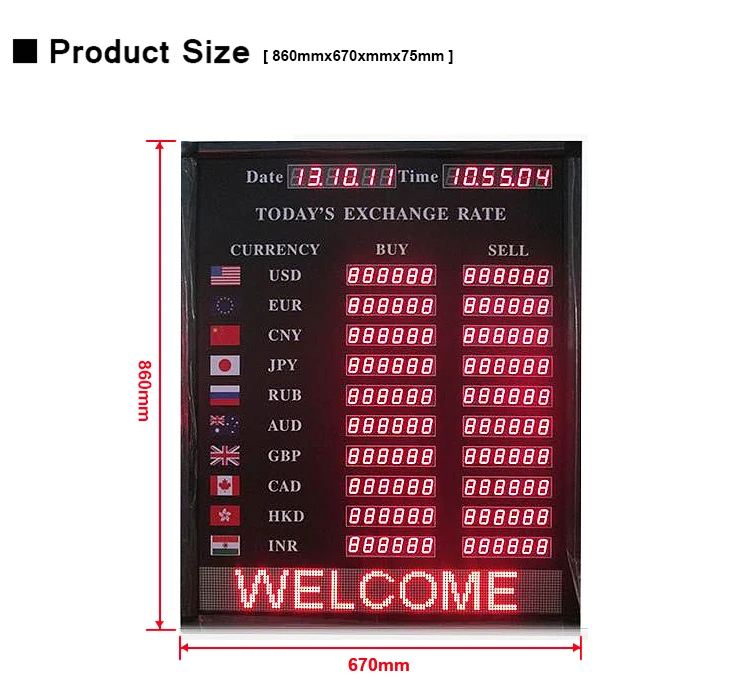 Alibaba Express led diplay sign indoor bank and hotel currency exchange rate board (2)