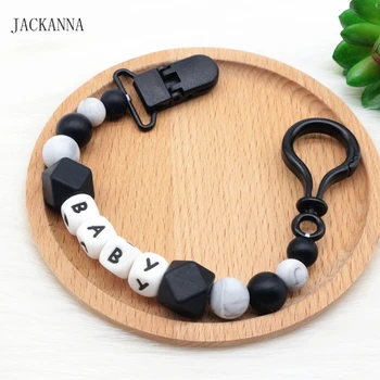 

Personalised Name Baby Pacifier Clips DIY Silicone Soother Chain Newborn Attache Sucette BPA Free Baby Pacifier Holder Chain