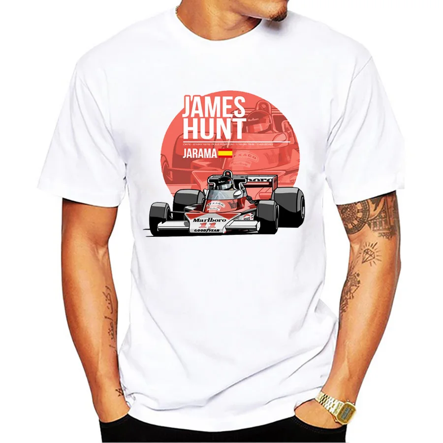 

2018 New Summer Men Plus Size Clothing Casual F1 Car Styling T Shirts James Hunt T-shirt Fashion Novelty Hip Hop Tee Tops