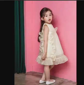 

2019 Korean style girls ruffles dress fashion summer girls dresses 2-7t B839