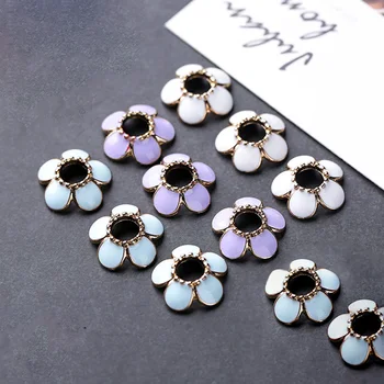 

5pcs/lot Fancy Craft Large Hole Flower Beads Caps 15x5mm Drop Oil Fringes End Cap Receptacle Charms DIY Women Jewelry Making